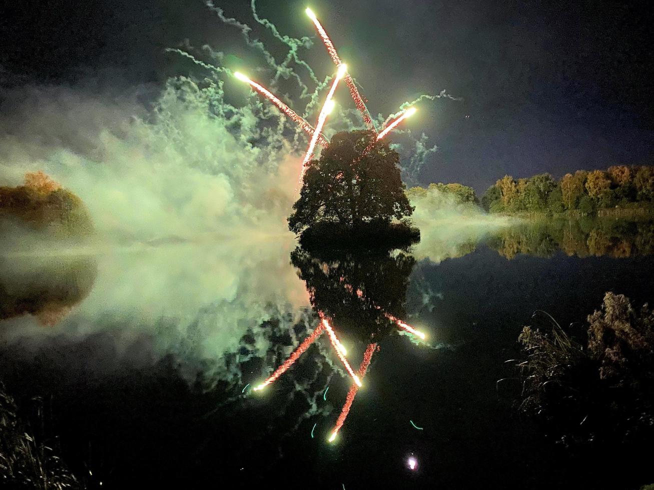 A view of a Fireworks Display at Alderford Lake in Whitchurch photo