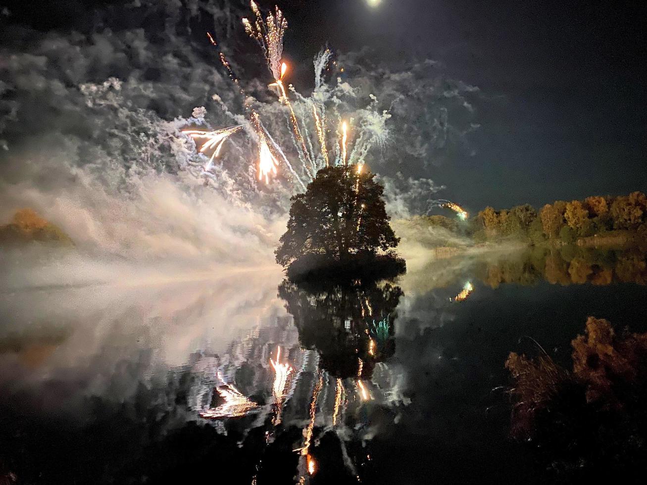 A view of a Fireworks Display at Alderford Lake in Whitchurch photo