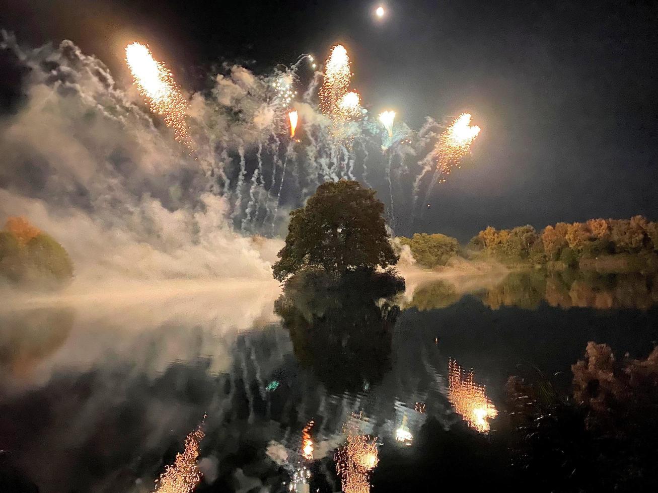A view of a Fireworks Display at Alderford Lake in Whitchurch photo