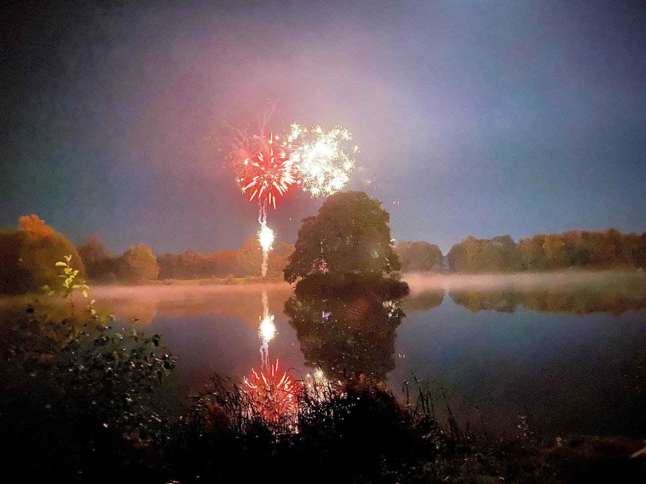 A view of a Fireworks Display at Alderford Lake in Whitchurch photo