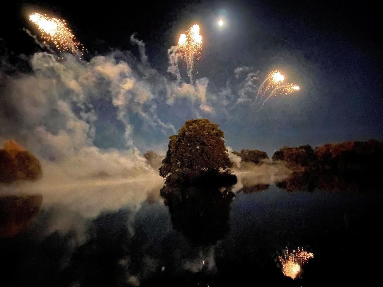 A view of a Fireworks Display at Alderford Lake in Whitchurch photo
