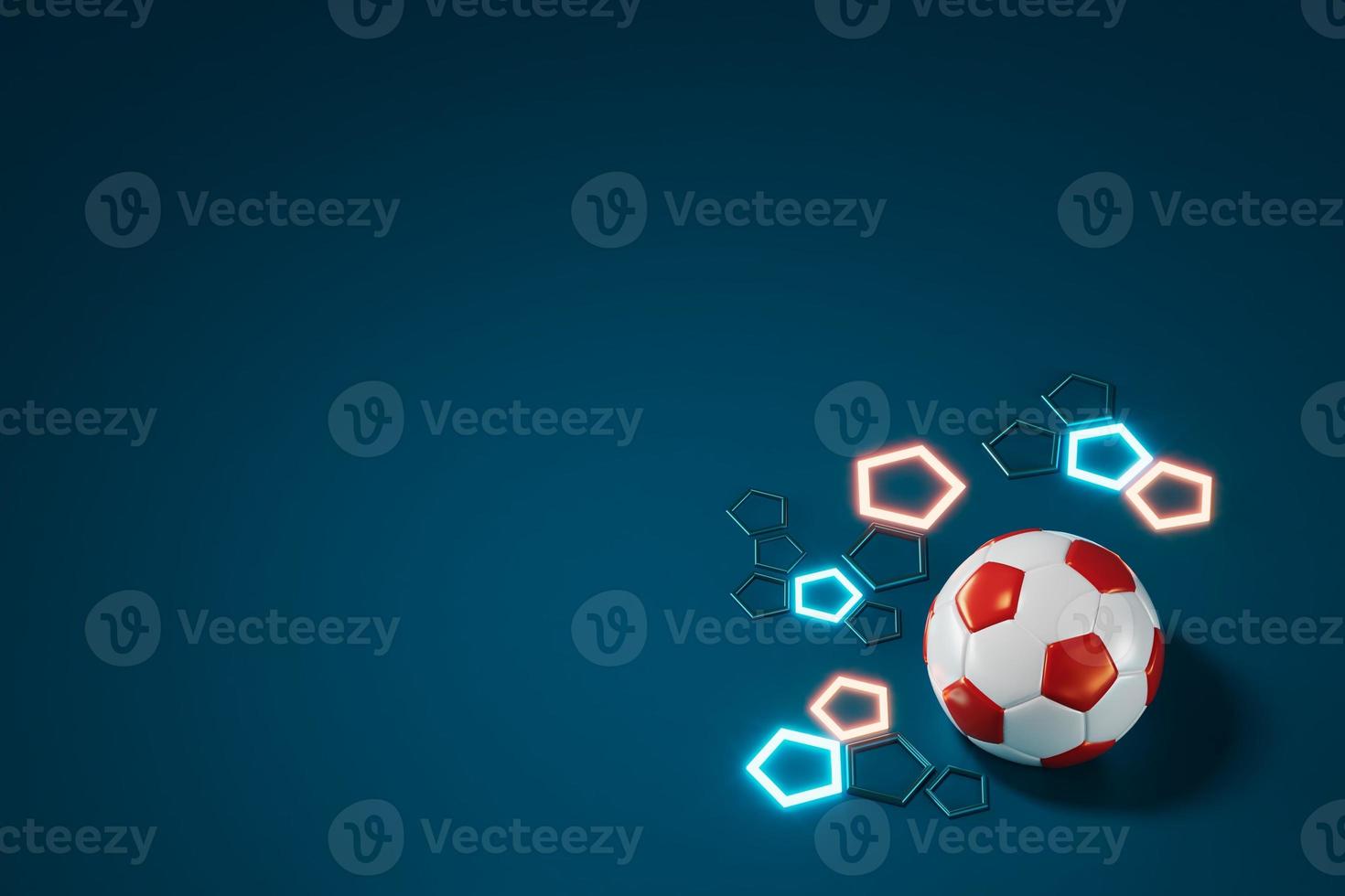 3d football object design. realistic rendering. abstract futuristic background. 3d illustration. motion geometry concept. sport competition graphic. tournament game bet content. soccer ball element. photo