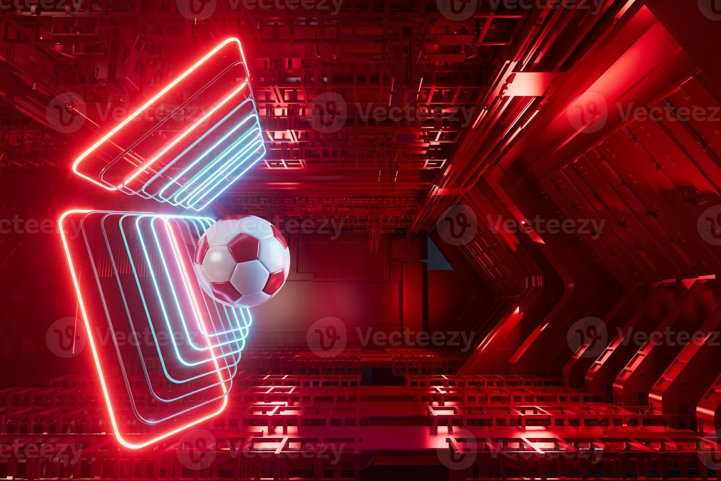 3d football object design. realistic rendering. abstract futuristic background. 3d illustration. motion geometry concept. sport competition graphic. tournament game bet content. soccer ball element. photo