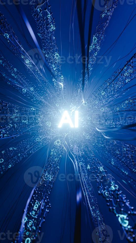 AI network with many wires. 3d render photo