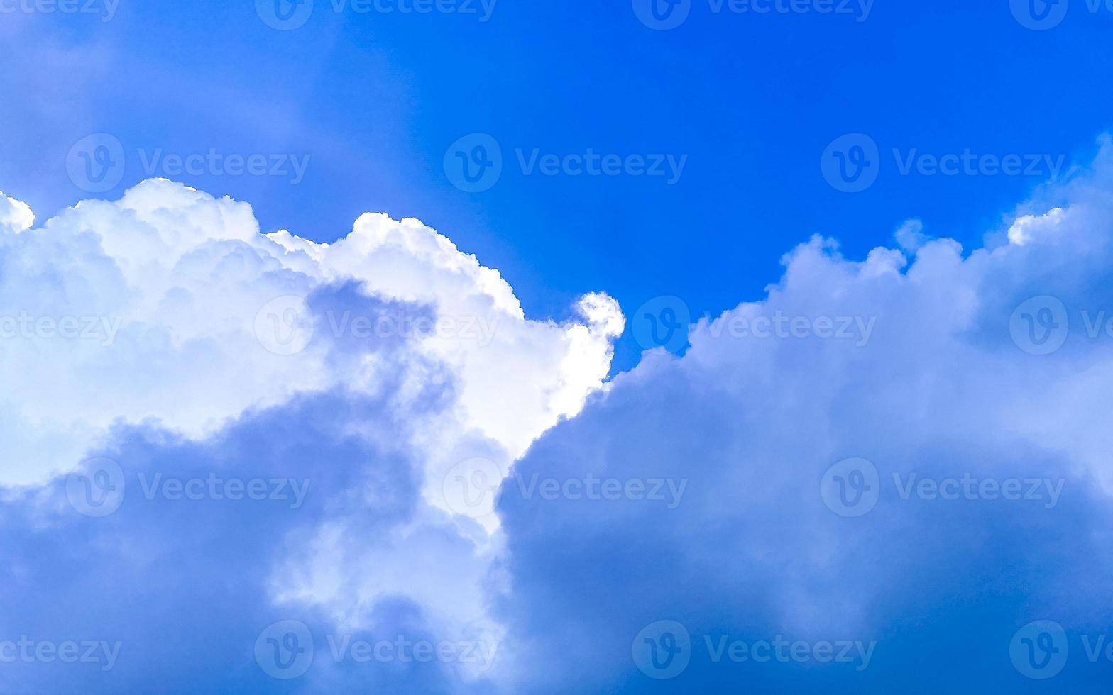 Blue sky with beautiful clouds on sunny day in Mexico. photo