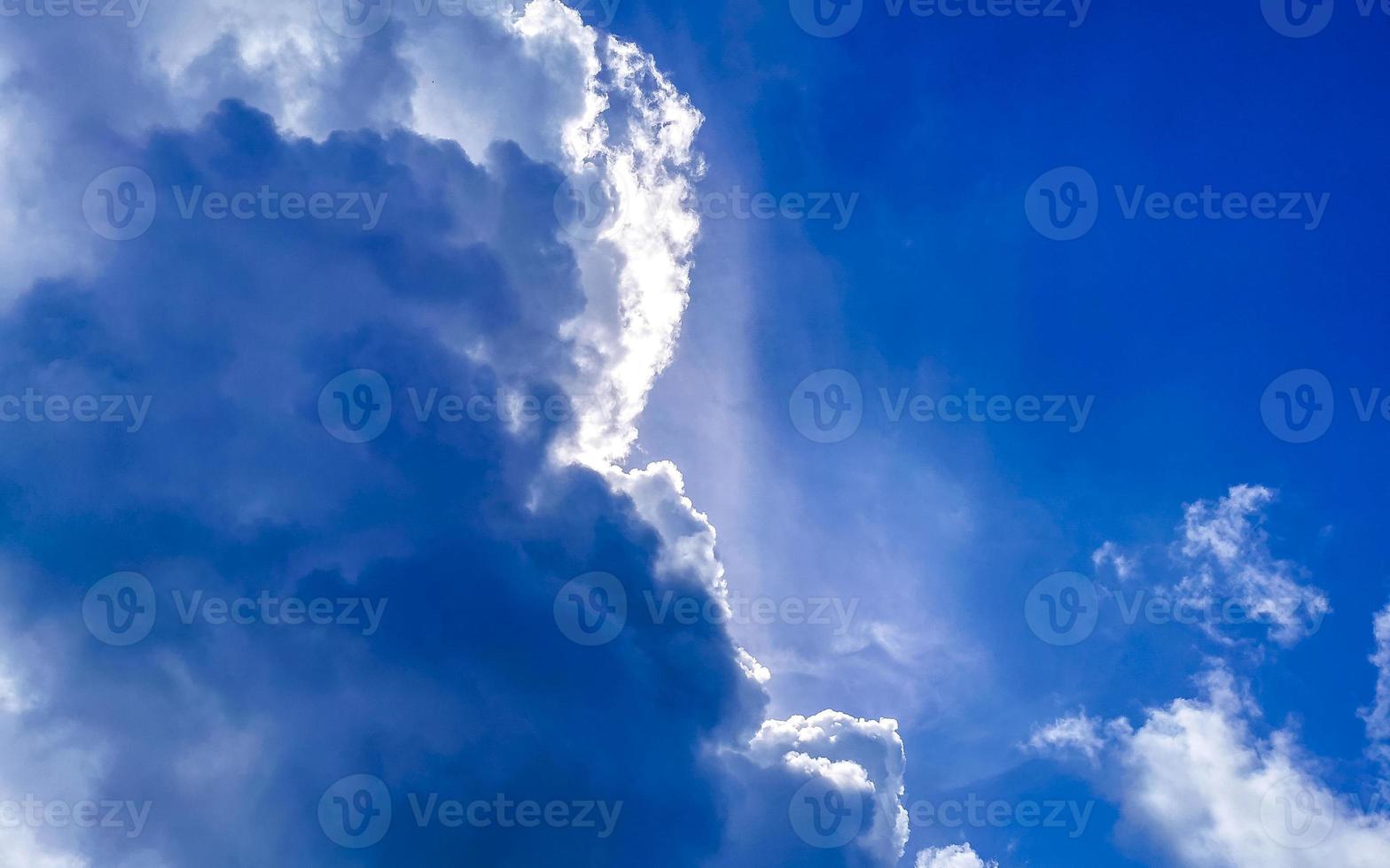 Blue sky with beautiful clouds on sunny day in Mexico. photo