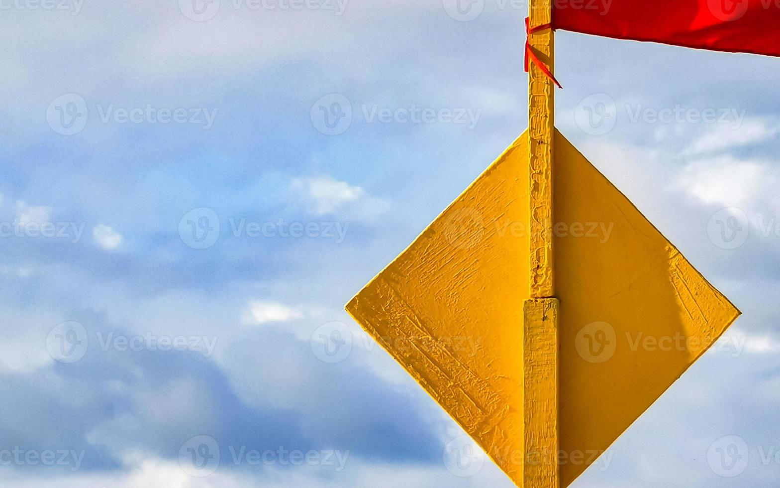 Red flag swimming prohibited high waves in Puerto Escondido Mexico. photo