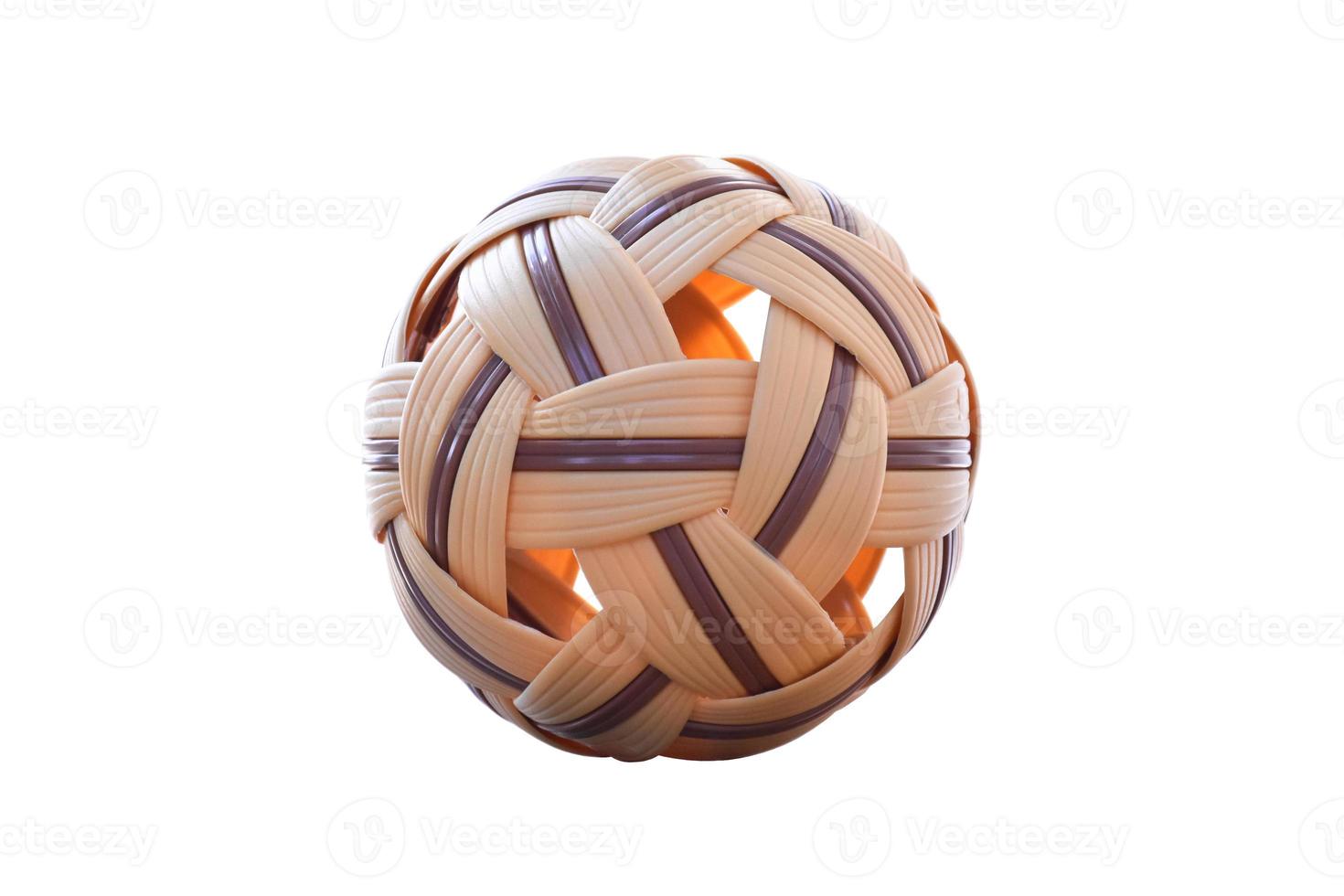 Isolated sepak takraw ball, popular sport of southeast asian countries, soft and  selective focus, outdoor sport and recreational activity concept, clipping paths. photo