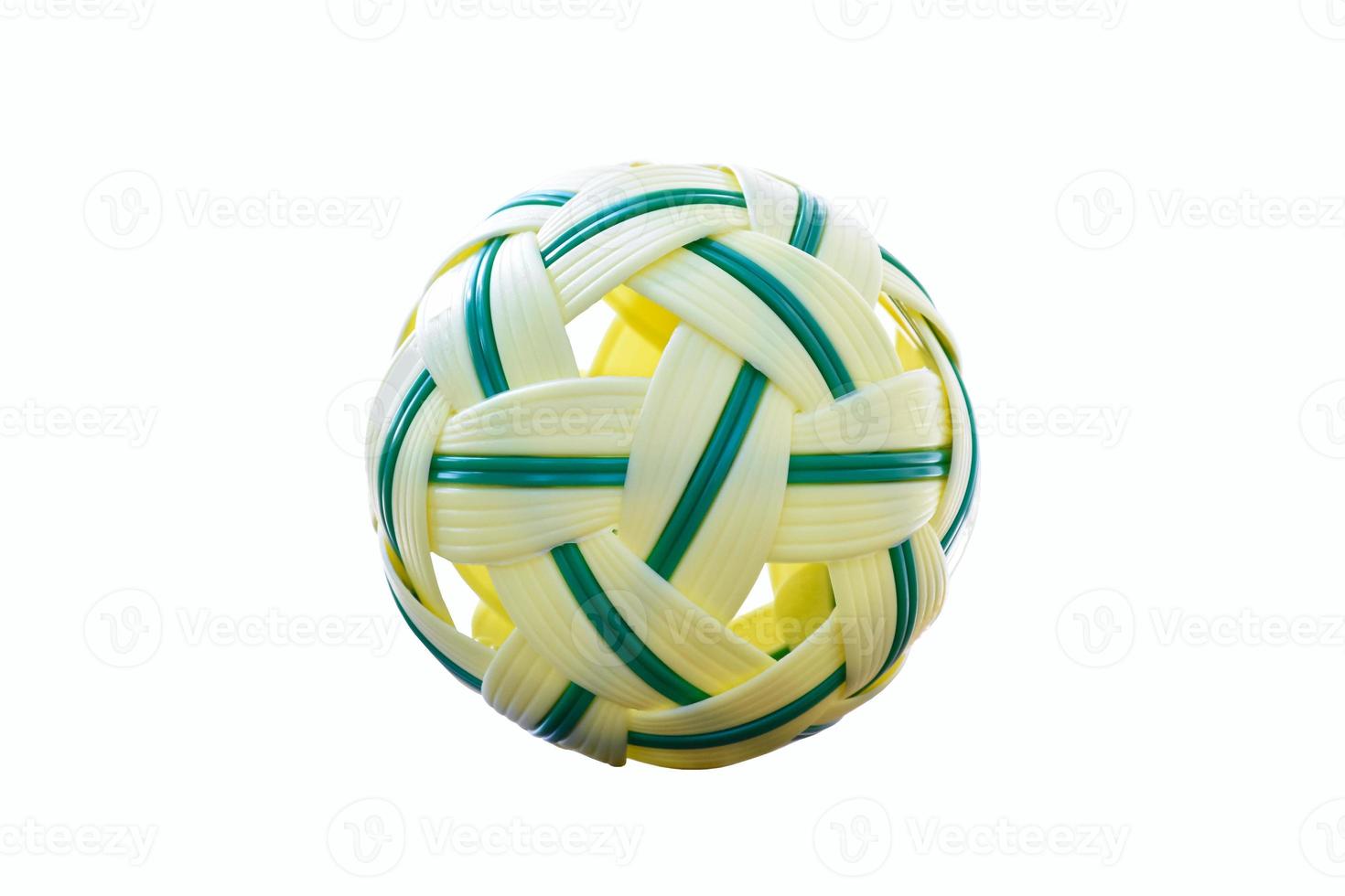 Isolated sepak takraw ball, popular sport of southeast asian countries, soft and  selective focus, outdoor sport and recreational activity concept, clipping paths. photo