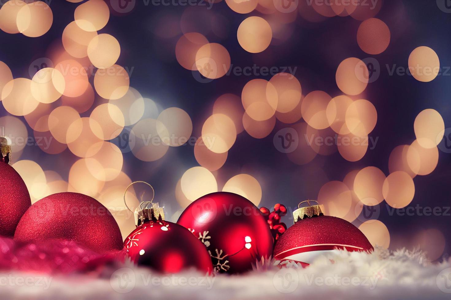 Christmas ornaments with bokeh. Copy space photo