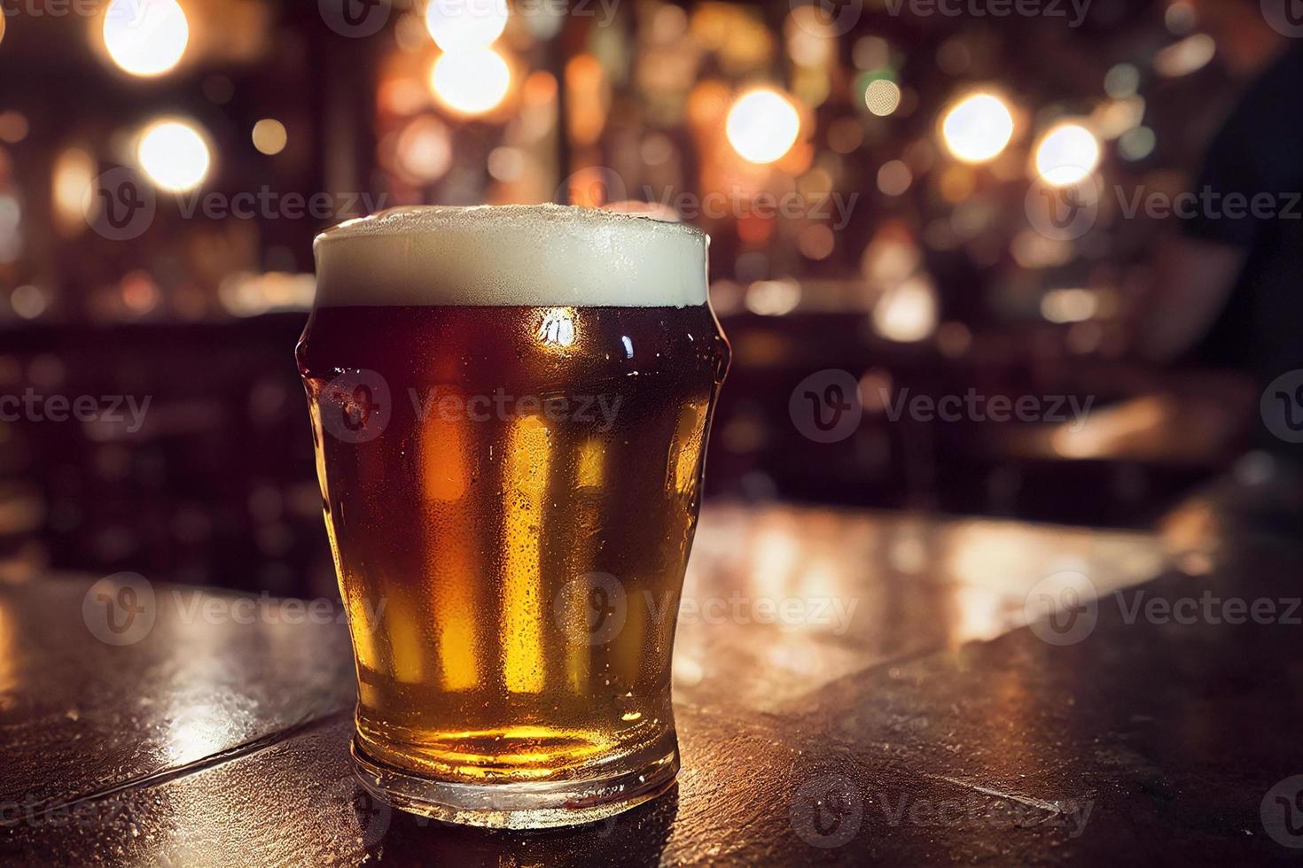 small glass of beer with foam photo