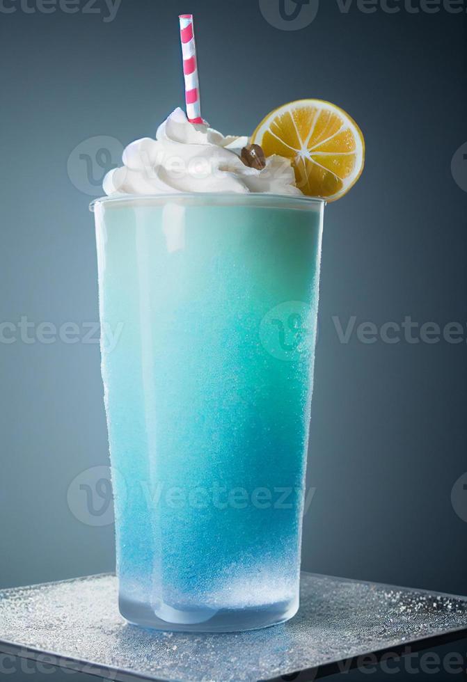Light blue slushy in glass photo