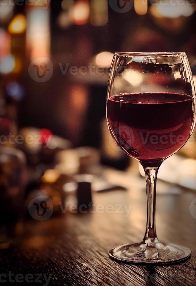 vaso alto de vino tinto en un pub foto