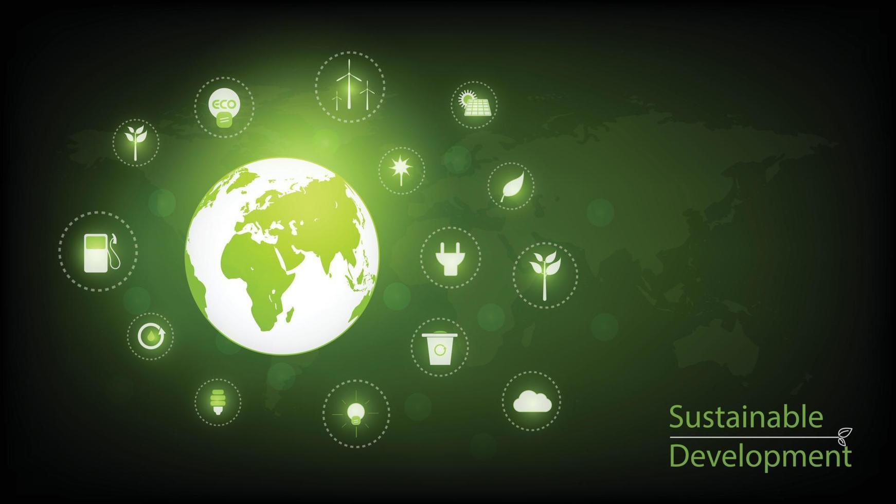 Sustainable development, World Environmental and Ecology friendly concept, Vector illustration