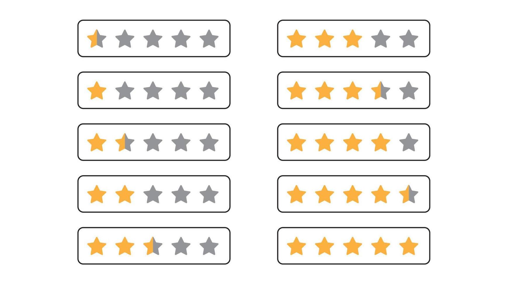Rating stars set. 5 star rate set, customer feedback rating stars. vector