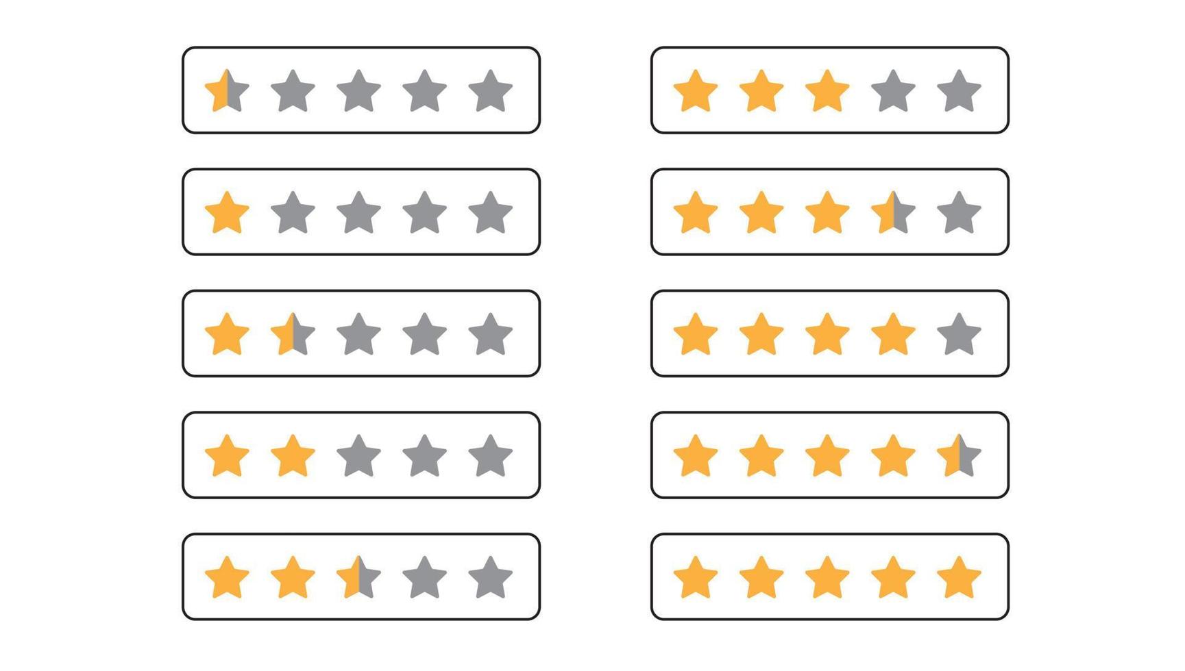 Rating stars set. 5 star rate set, customer feedback rating stars. vector