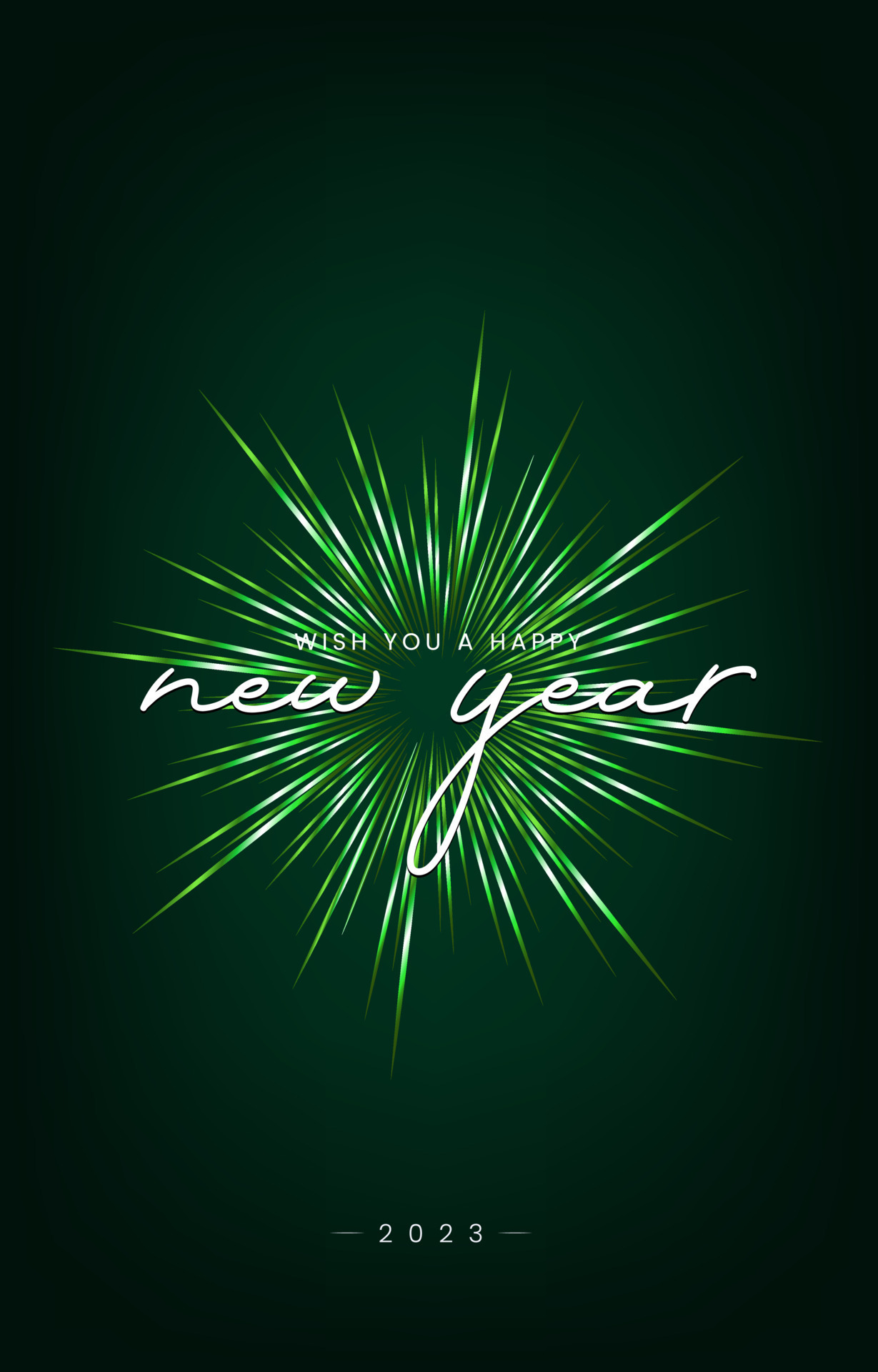 wish you Happy New Year 2023 banner concept, green sparkle firework