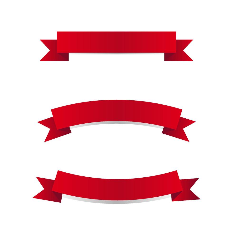 red ribbons set collection illustrator. can be used for website design, social media and printing vector