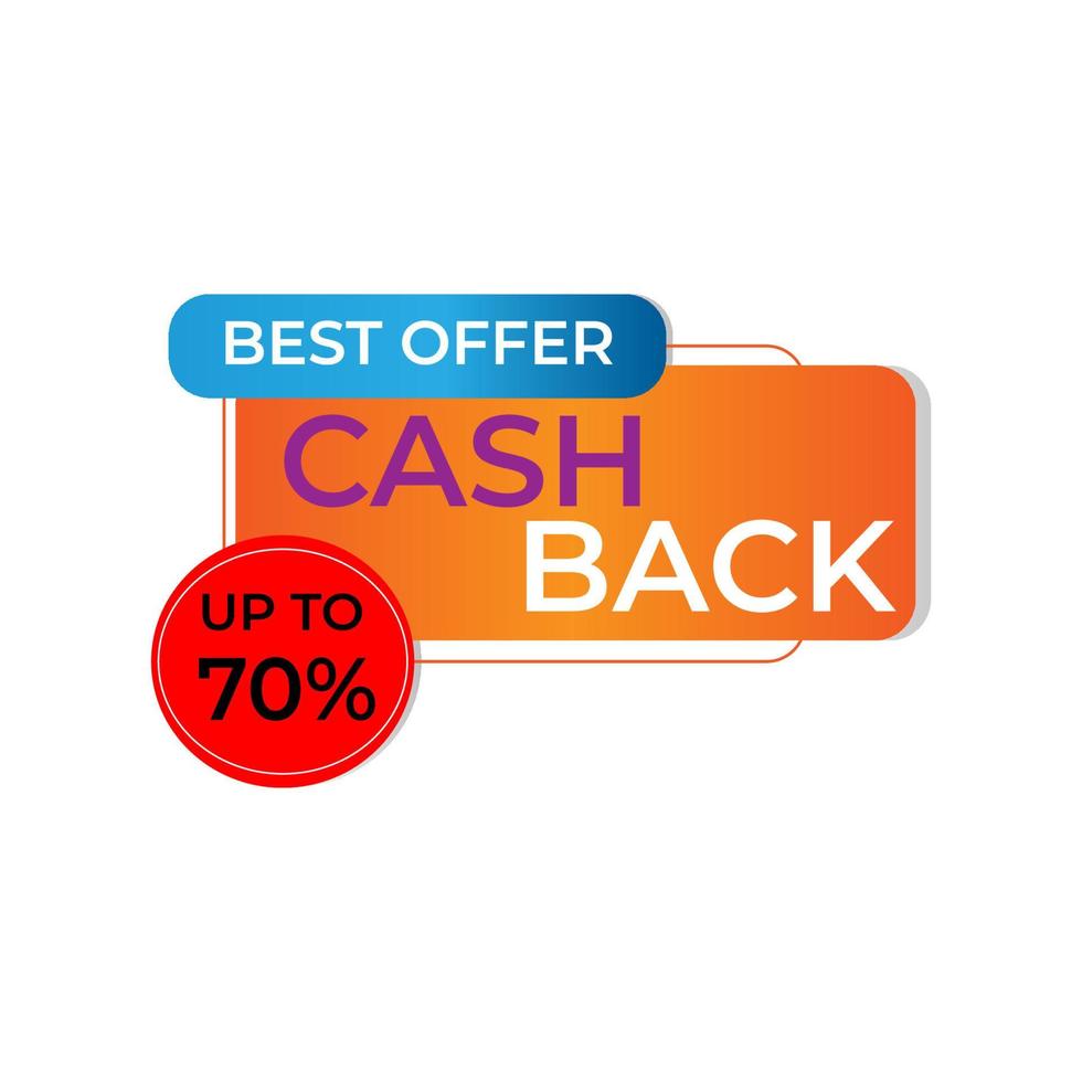 modern banner design tag cashback illustrator. cash back for promotions, sales, discounts. Isolated colorful sticker, money back symbol. vector