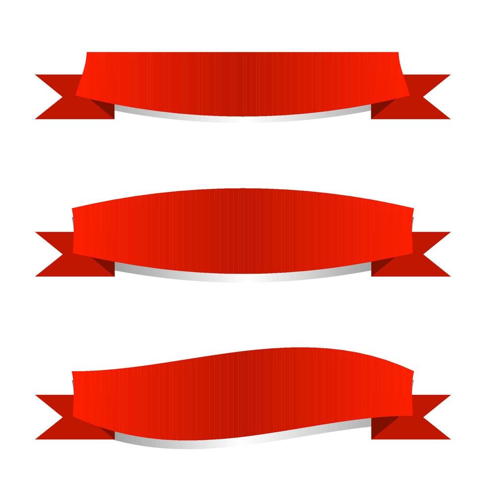 conjunto de ilustración de cinta roja cintas de lazo rojo estilo plano vector