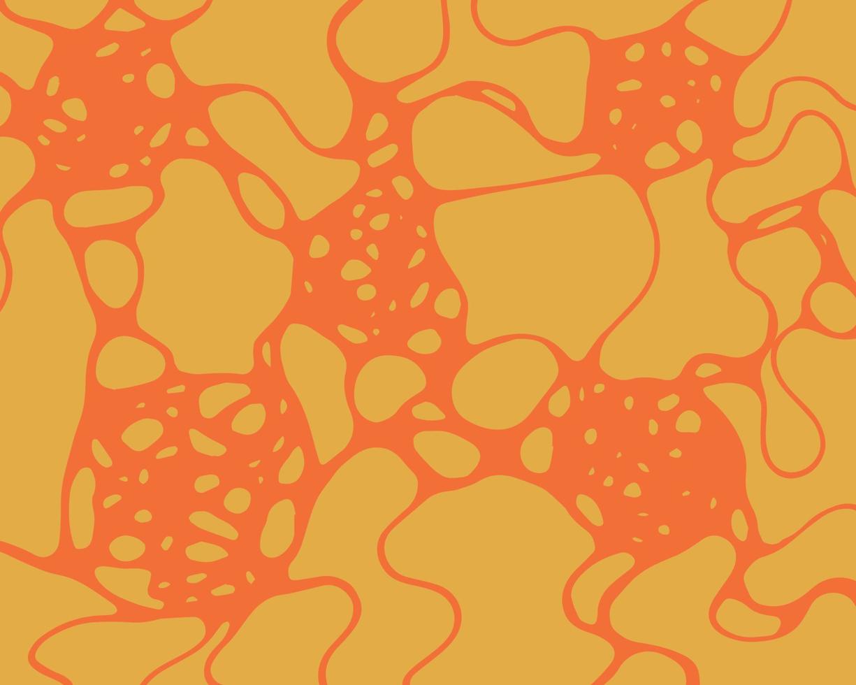 Bizarre plexus of orange lines on a yellow background, flat vector, abstraction, concept, drawing therapy, neurographics vector