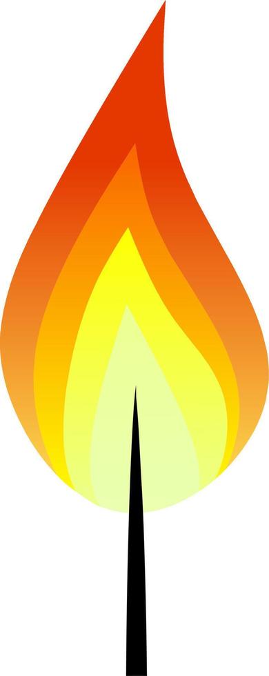 Burnt candle wick isolated vector illustration. Flaming wick vector for logo, icon, sign, symbol, business, design or decoration. Candle flame vector