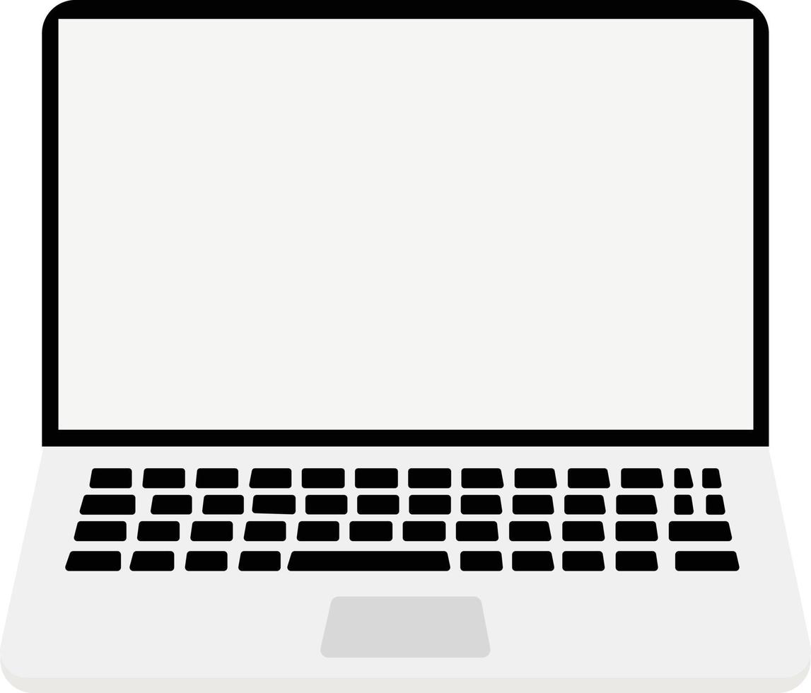 Laptop flat icon on white background. Computer laptop with blank empty screen. pc with empty display sign. flat style. vector