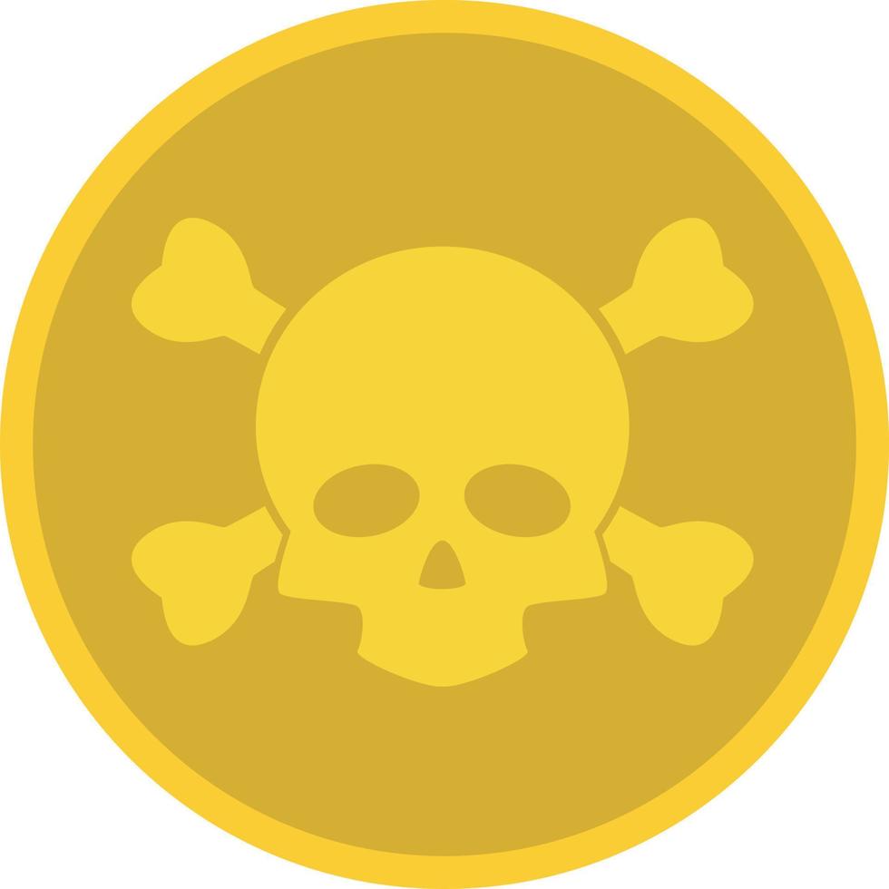 Gold skull coin icon on white background. Gold game coin sign. Coin with the skull symbol. flat style. vector
