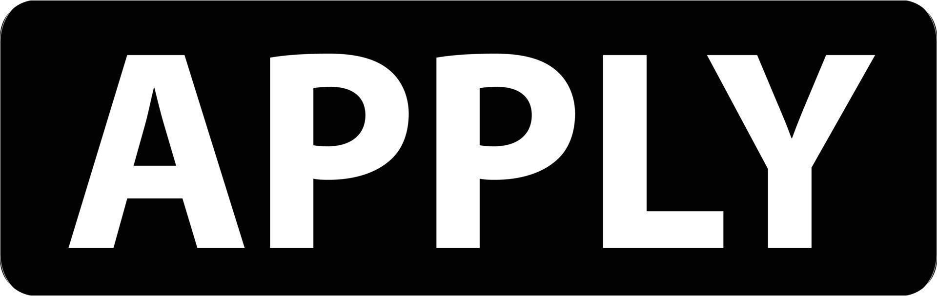 apply icon on white background. flat style. apply sign. black apply