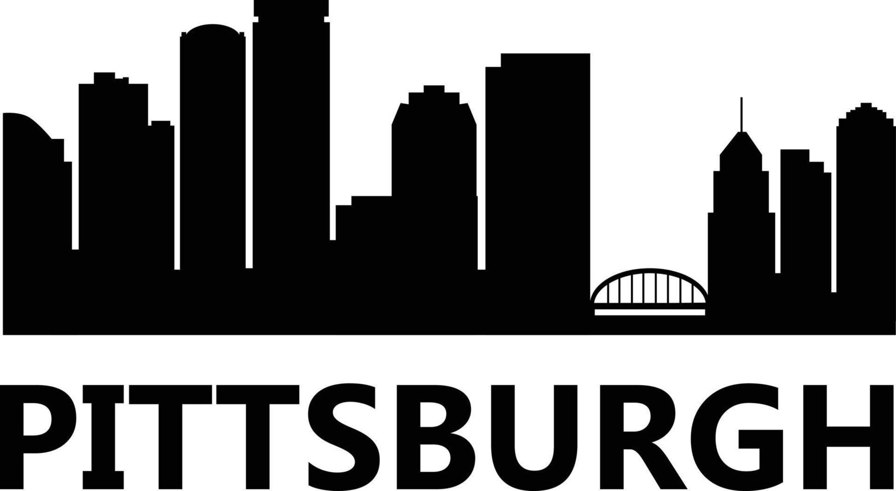 horizonte de pittsburgh sobre fondo blanco. ciudad de pittsburgh Pensilvania, Estados Unidos, rascacielos, edificios, silueta. signo del paisaje urbano de pittsburgh. estilo plano vector