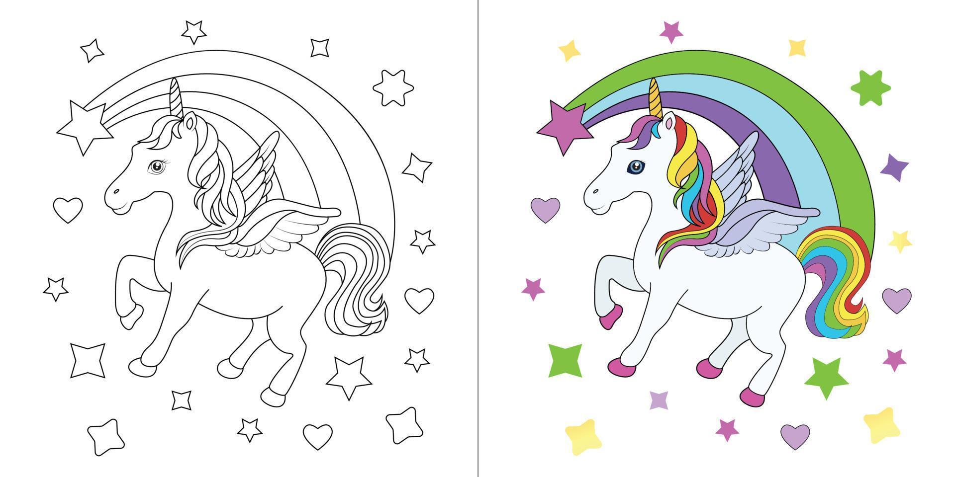 libros para colorear unicornio para niños vector