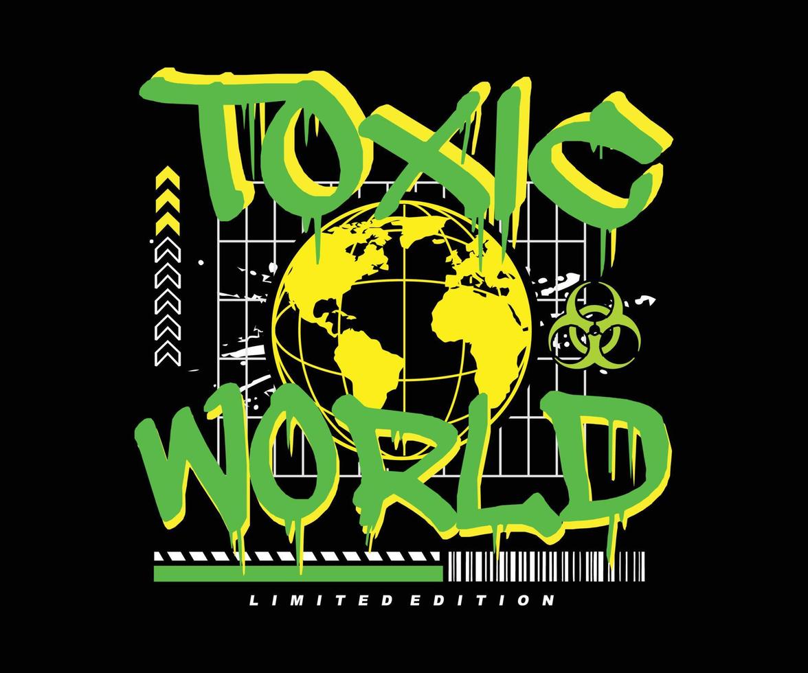 mundo tóxico, gráfico para ropa de de camisetas y estilo urbano 13946493 Vector en
