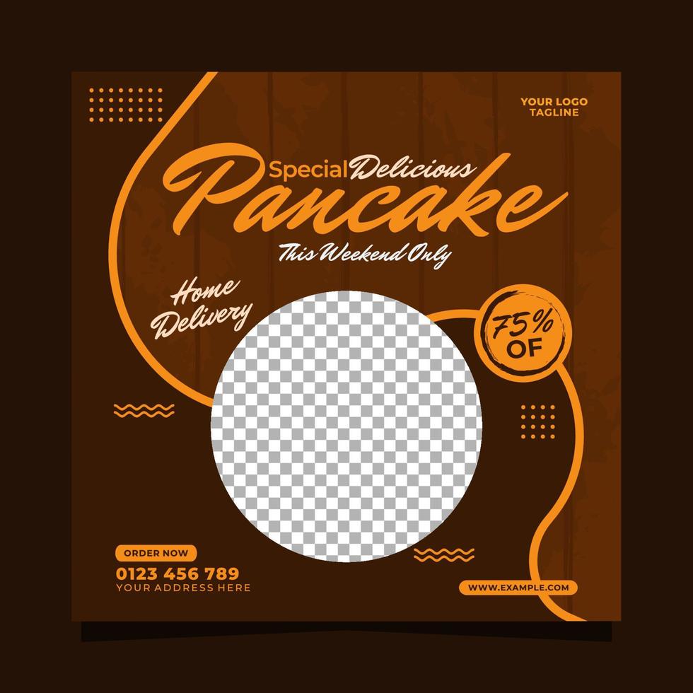 Special delicious pancake social media post template vector