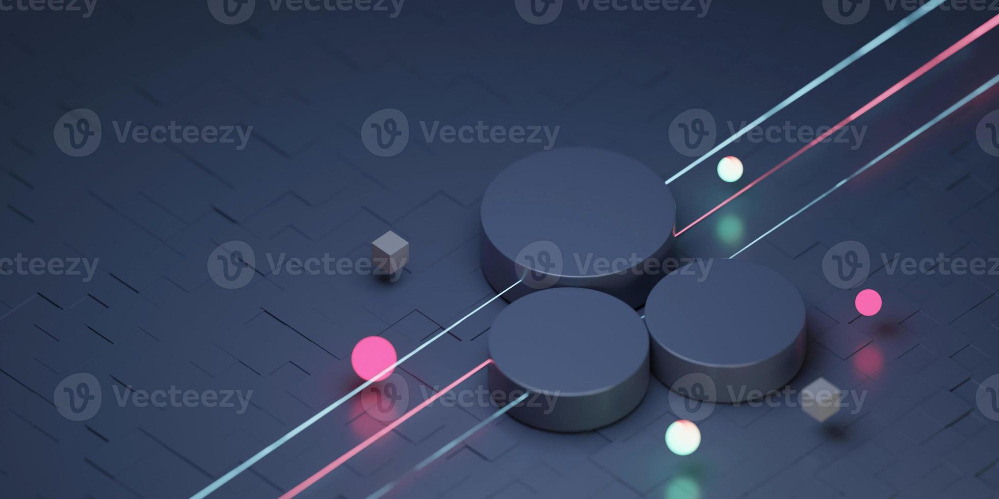 3d render podium , platform studio disply scene with neon.  showcase scene for product presentation. photo