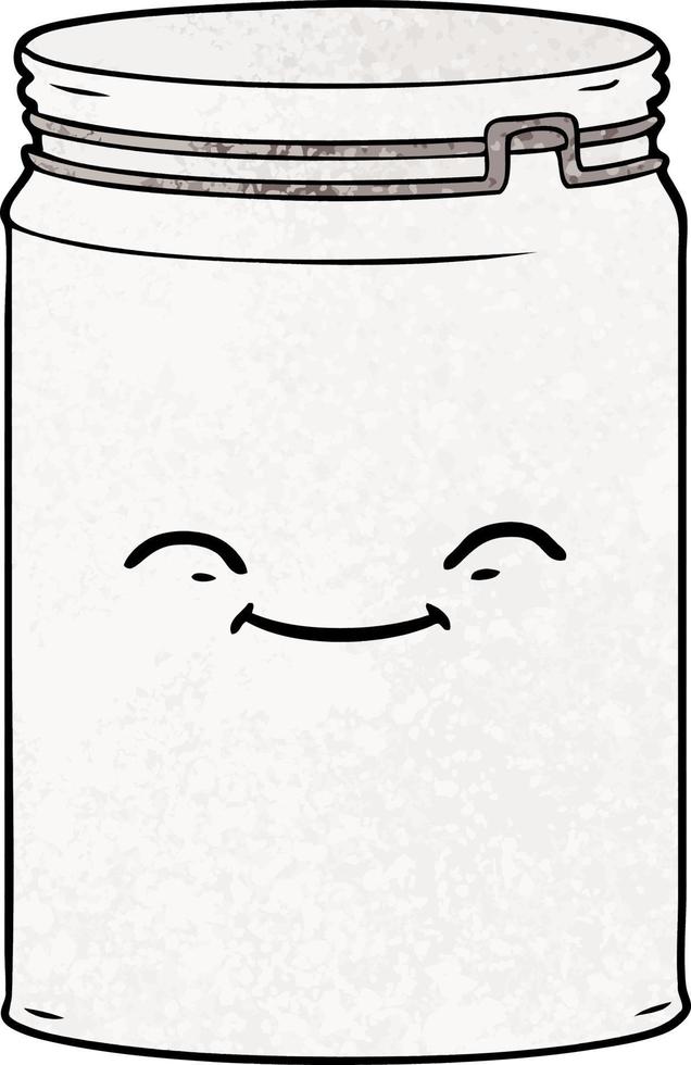 Retro grunge texture cartoon storage jar vector