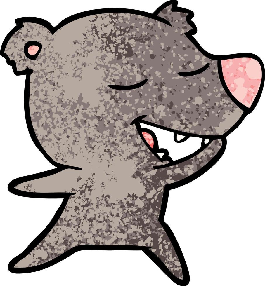 Retro grunge texture cartoon cute bear vector