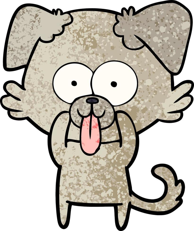 Retro grunge texture cartoon dog tongue out vector
