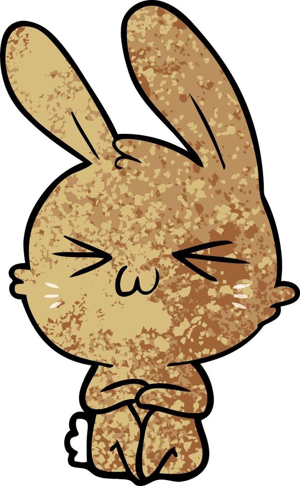 Retro grunge texture cartoon cute rabbit vector