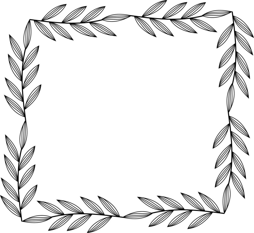 line art leaves pattern border. vector