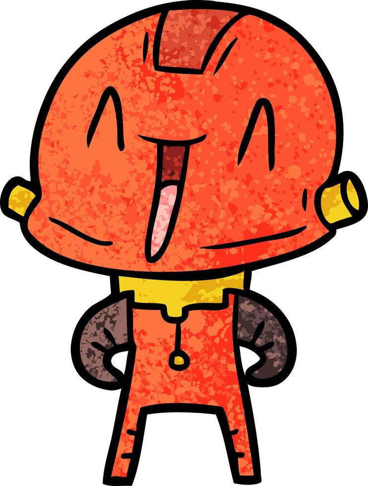Retro grunge texture cartoon cute robot vector