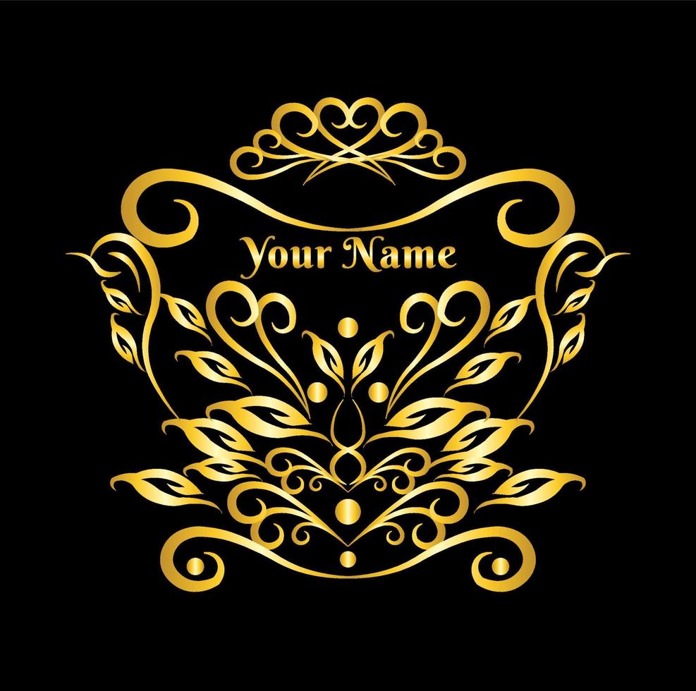 Vintage gold frame with your name on a black background vector