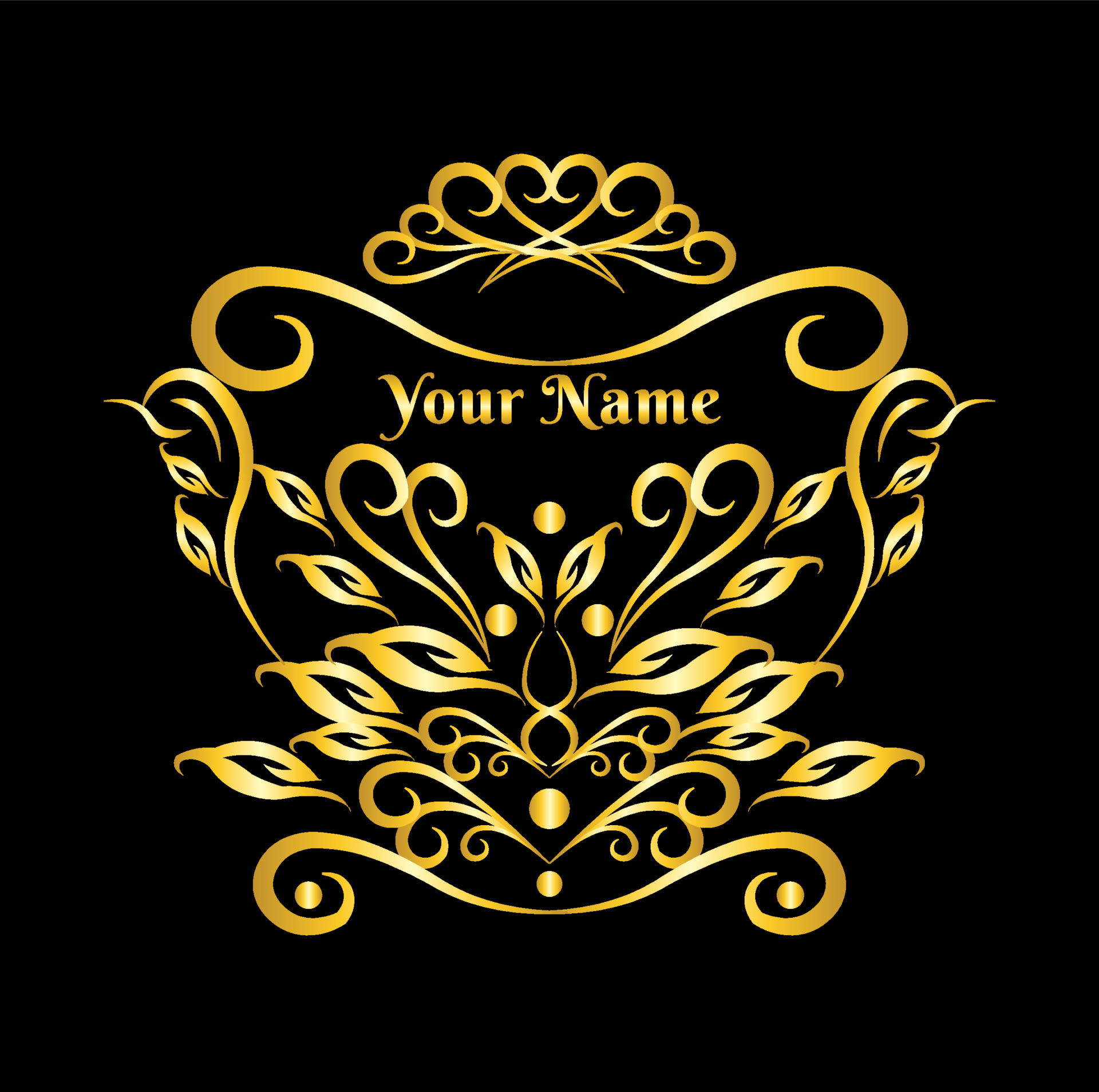 Vintage gold frame with your name on a black background 13946724 Vector