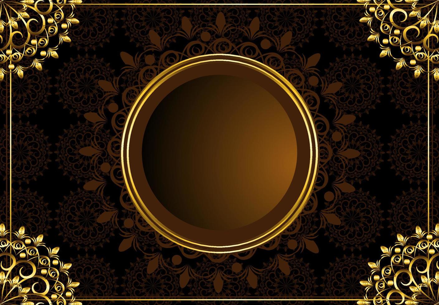 luxury golden frame floral ornament background vector