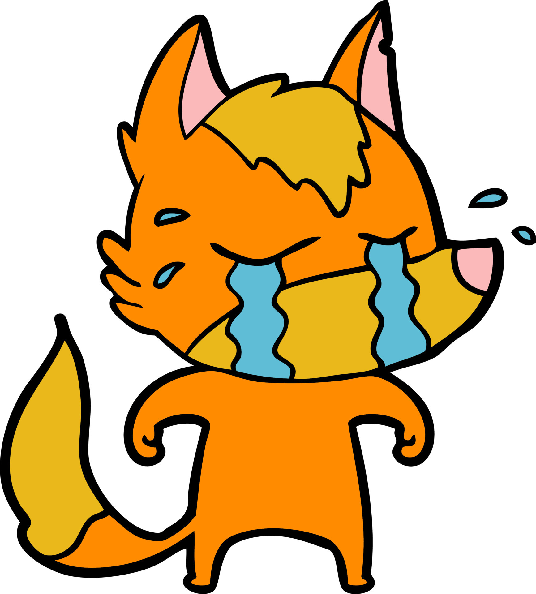 Cartoon cute fox crying 13946759 Vector Art at Vecteezy