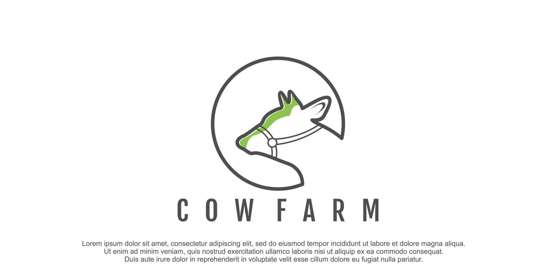 Cow logo lineart vector design