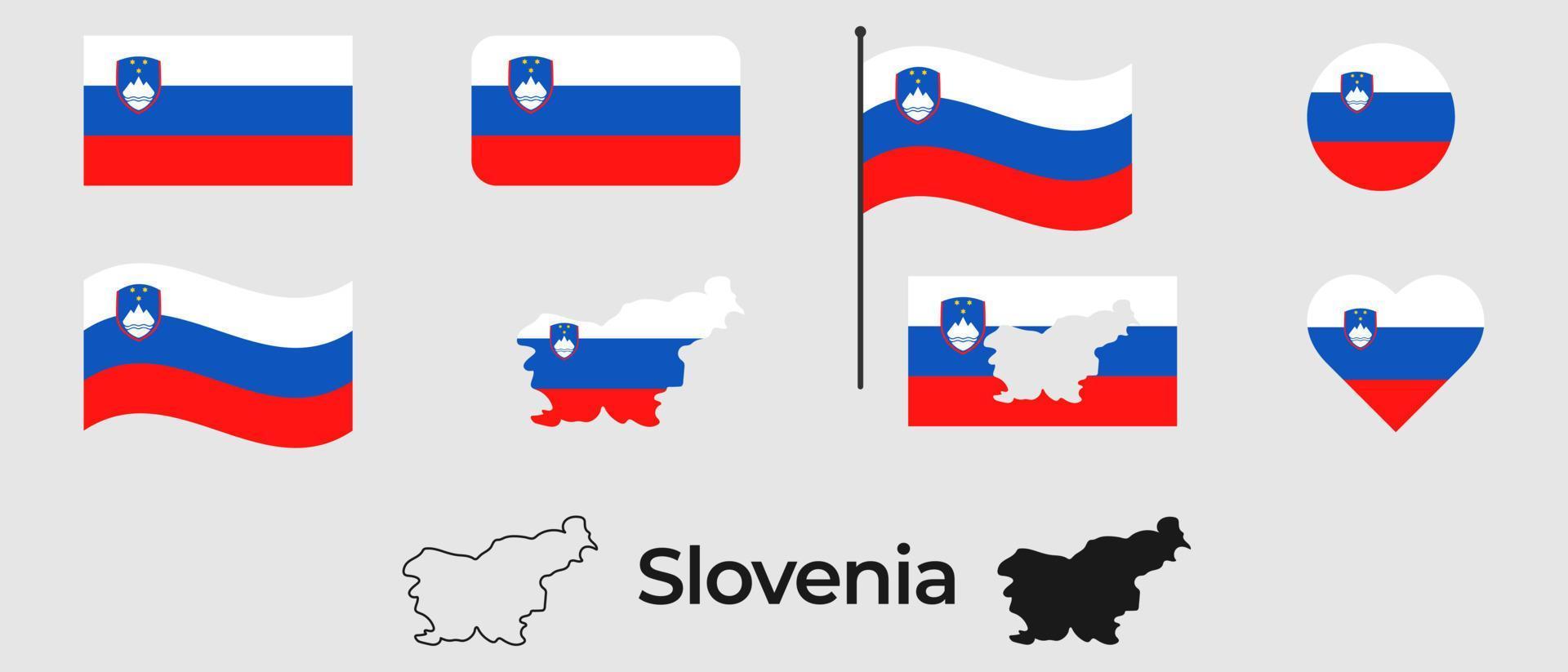 Flag of Slovenia. Silhouette of Slovenia. National symbol. vector