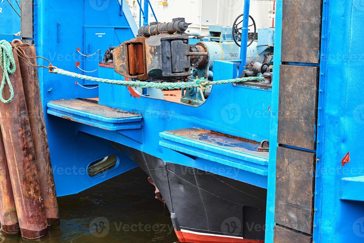 Close up of cargo ship in the port photo