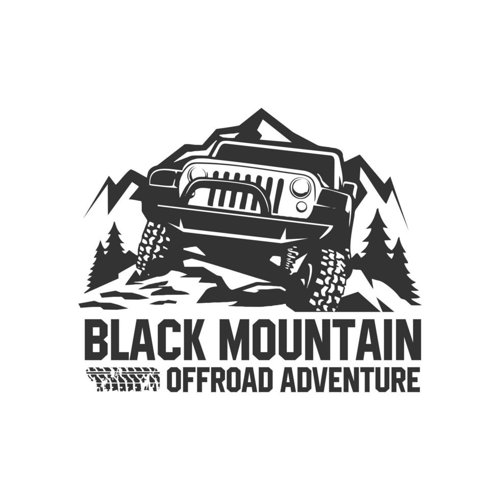 Black mountain offroad adventure logo vector
