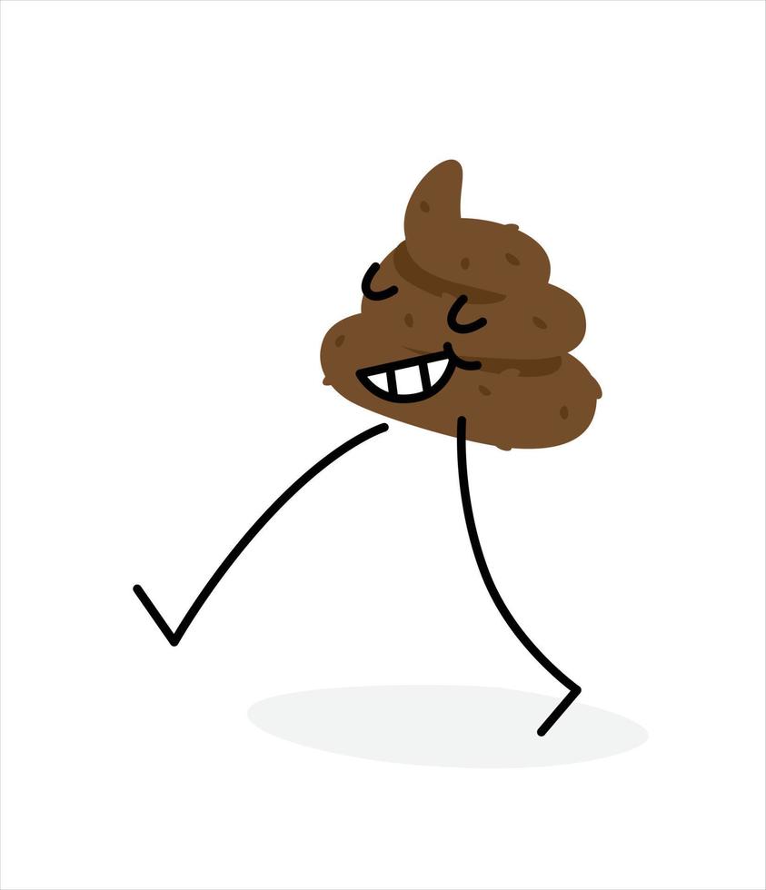 Illustration of a piece of poo. Vector illustration. Image is isolated on white background. Emotion shit. Brand for the company. Symbol, emblem. Mascot. Brown cute character.
