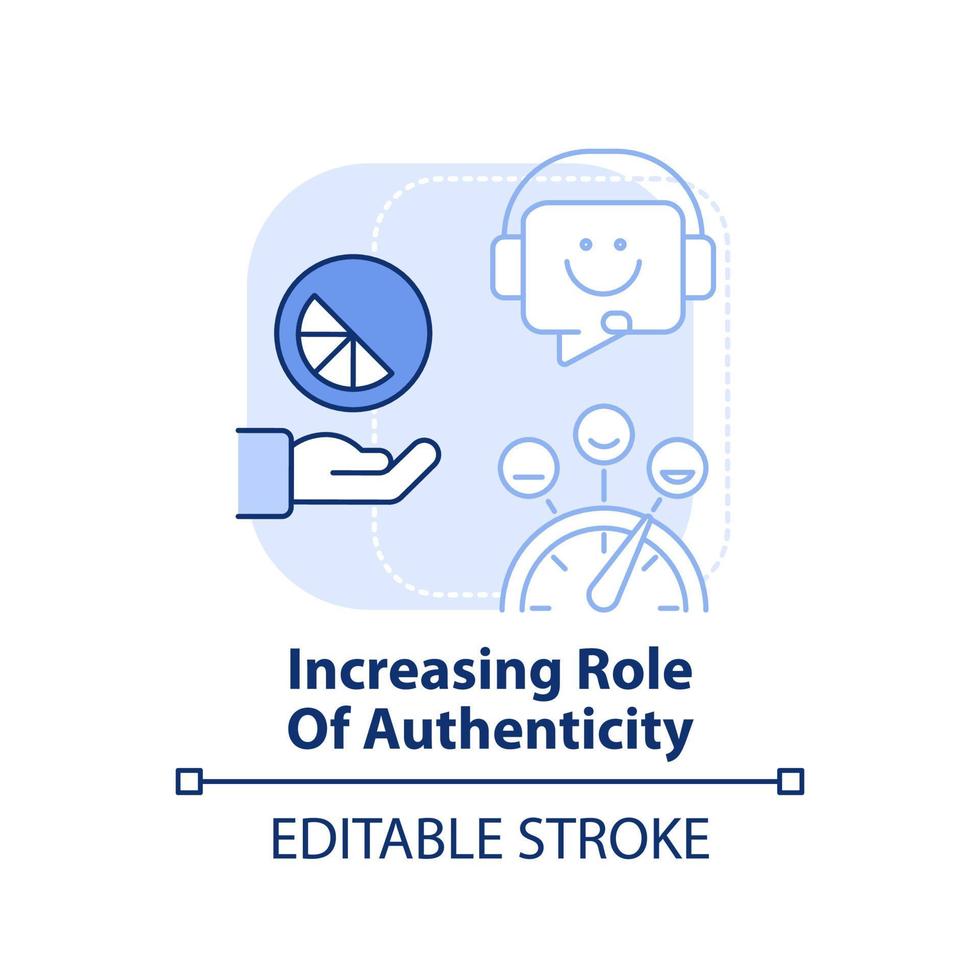 Increasing role of authenticity light blue concept icon. Digital first mindset abstract idea thin line illustration. Isolated outline drawing. Editable stroke. vector